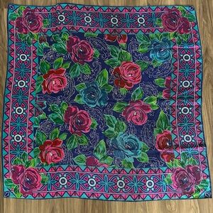 Vintage Liz Claiborne Flower Power Silk Scarf